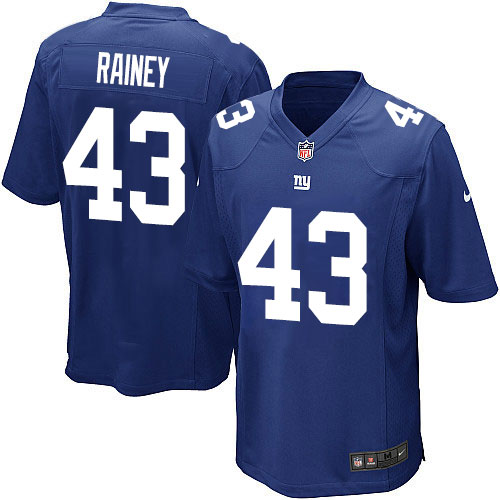 Men's Game Bobby Rainey Nike Jersey Royal Blue Home - #43 NFL New York Giants